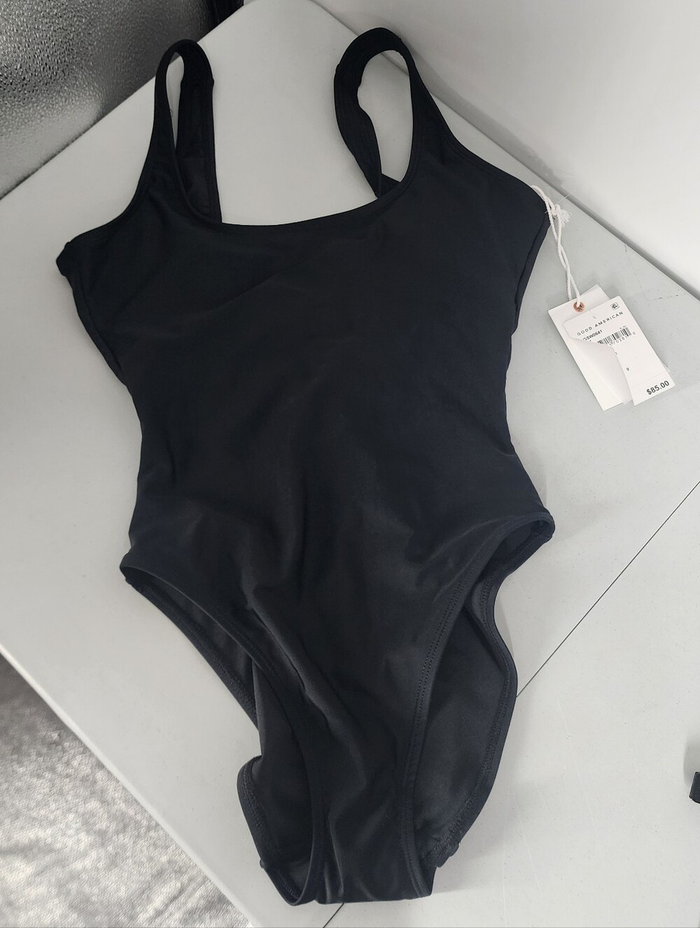 NEW Size XS 0 Good American One Piece Tank Swimsuit Black